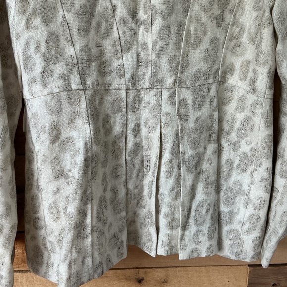 Alberto Makali Size 10 Cream Tan Linen Jacket Blazer Abstract Print USA Made - Picture 6 of 14